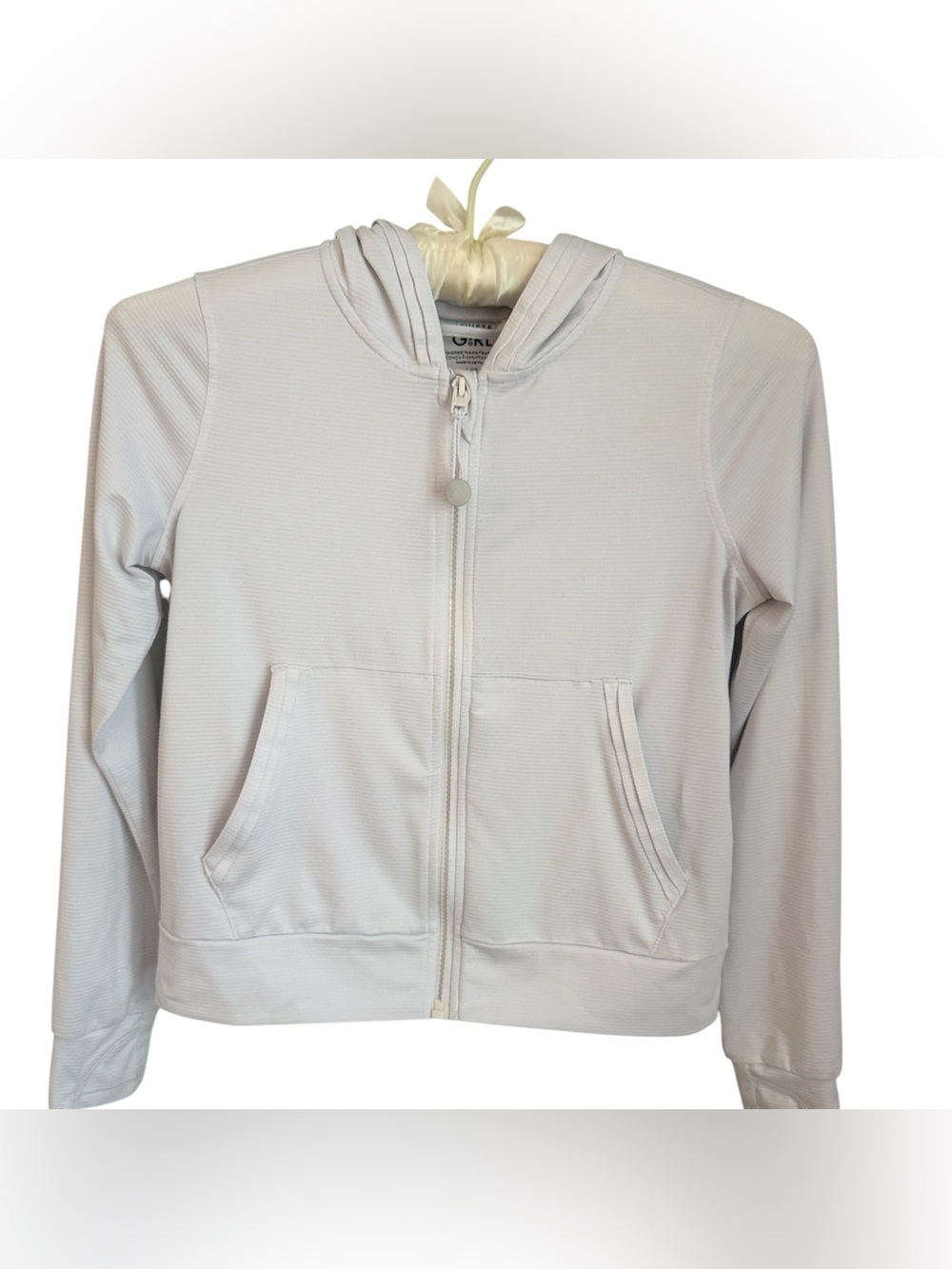 Athleta Girl Sunny Days Jacket White Hooded Full Zip Size 12 (L)